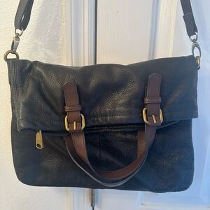 Black and Brown Leather Fossil Bag